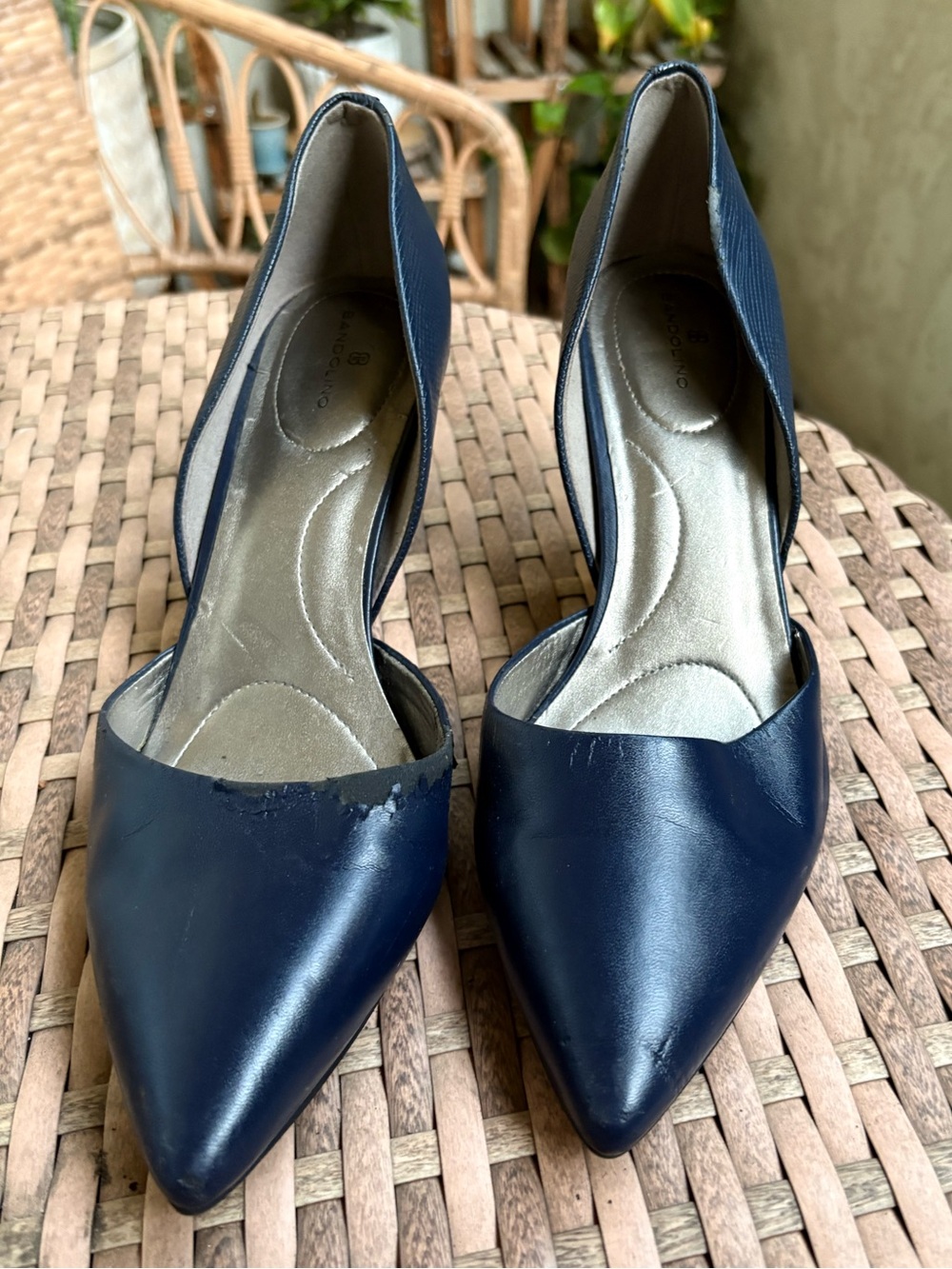 Bandolino navy blue D’Orsay pointed toe pumps, size 10.